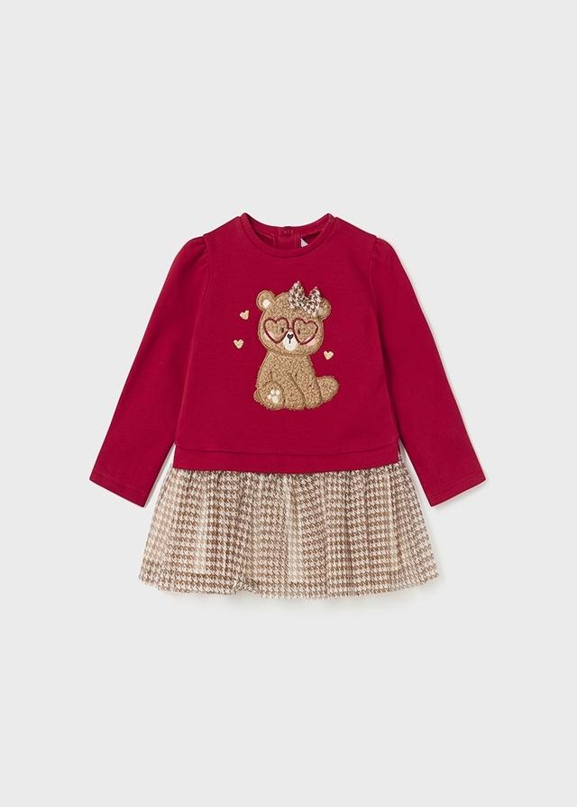 Vestido combinado tul Rojo