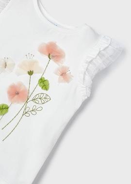 Camiseta m/c flores aplique Crd-nude Mayoral