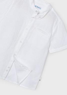 Camisa m/c cuello mao lino Blanco Mayoral
