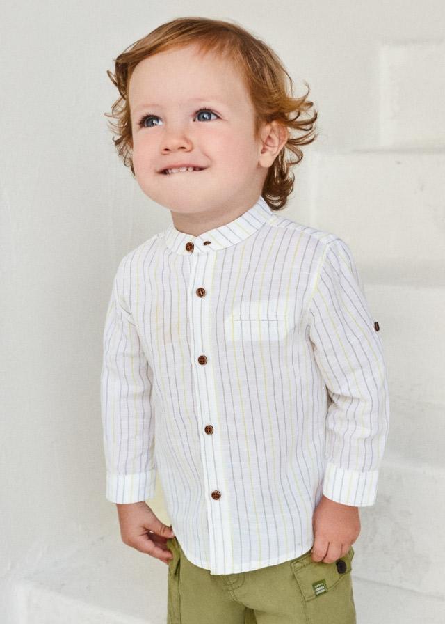 Camisa lino cuello mao beb ni o